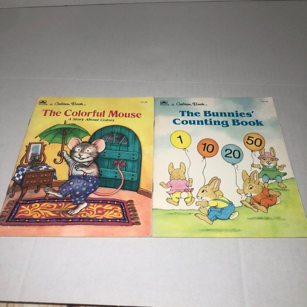 Lot of 2 A Golden Book The Colorful Mouse  & The Bunnies' Counting Book